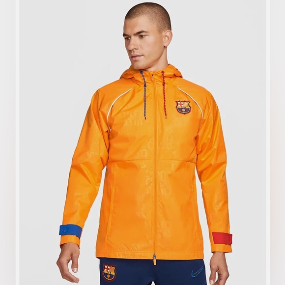 Nike Other - Nike Orange Barcelona All-Weather Full-Zip Jacket FCB Football DH7831 Hood Zip